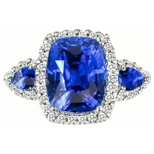 natural round sapphire 7.25ct ring front view