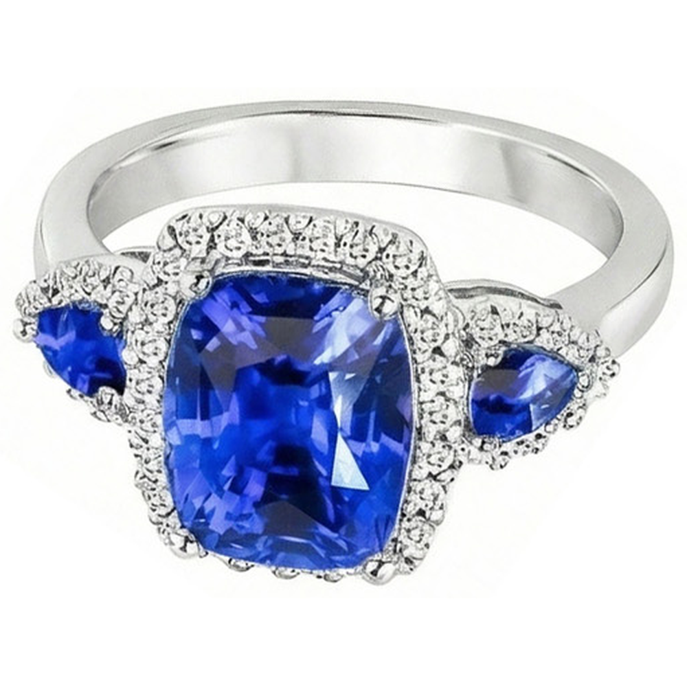 natural round sapphire 7.25ct ring side angle