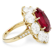7.25 Ct Prong Set Oval Cut Garnet And Natural Earth Mined Diamonds Engagement Ring