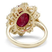 7.25 Ct Prong Set Oval Cut Garnet And Natural Earth Mined Diamonds Engagement Ring