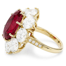 7.25 Ct Prong Set Oval Cut Garnet And Natural Earth Mined Diamonds Engagement Ring