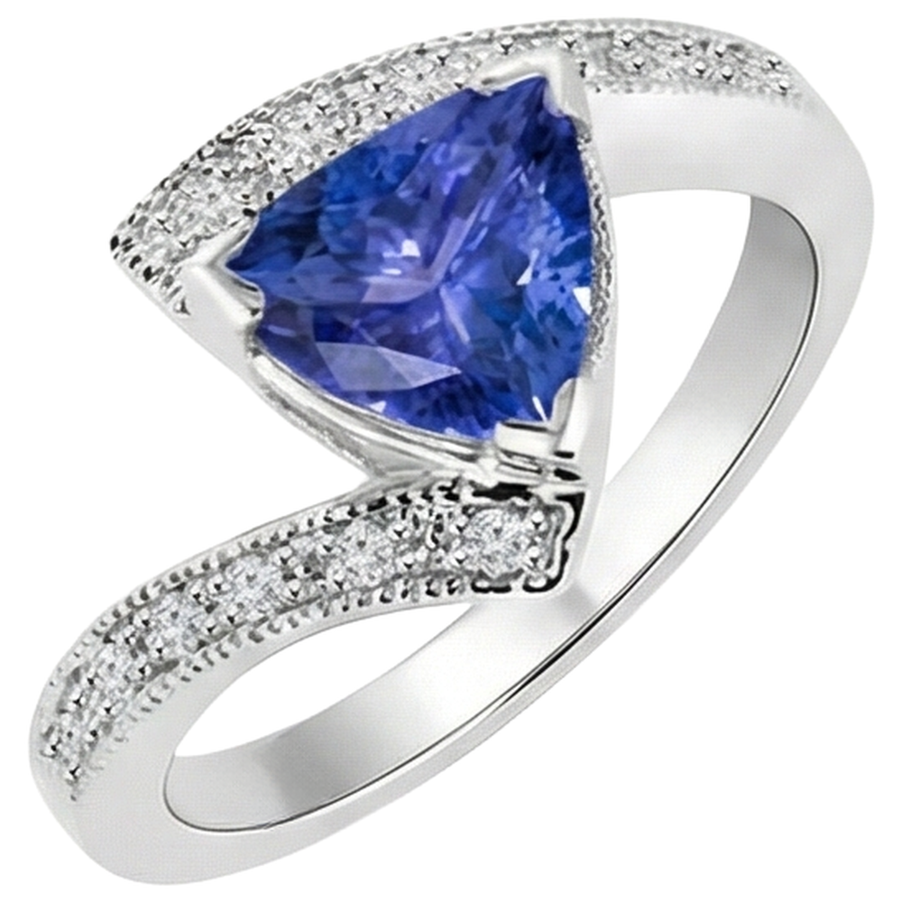 natural round tanzanite 7.25ct ring side angle
