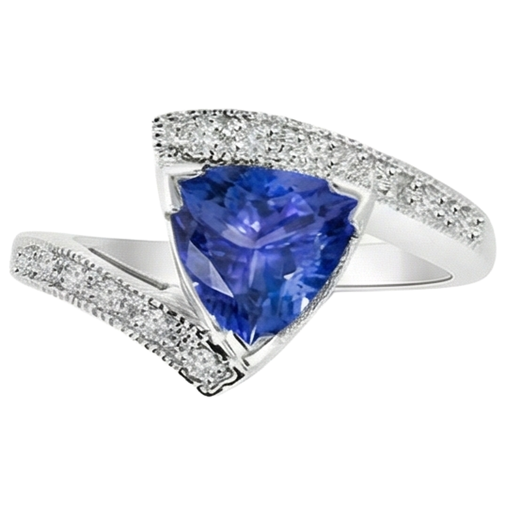 natural round tanzanite 7.25ct ring top view