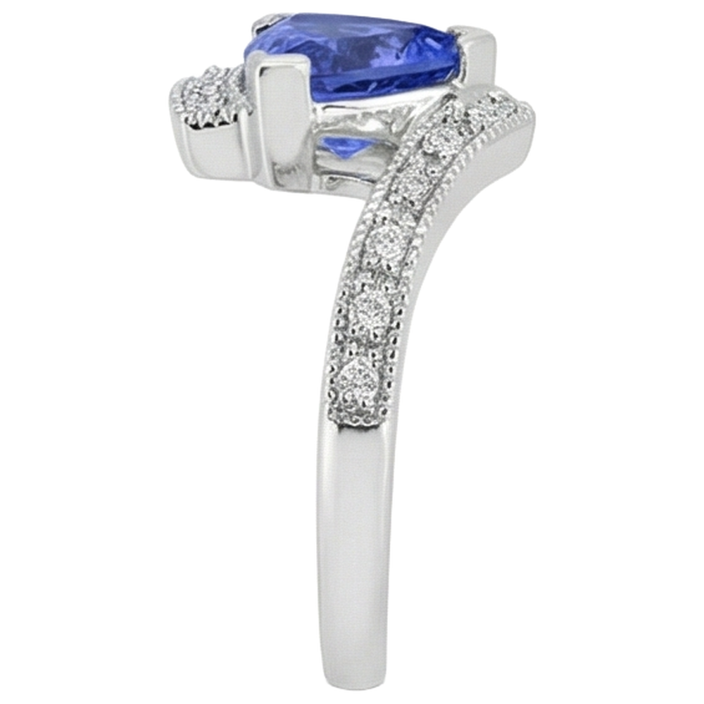 natural round tanzanite 7.25ct ring profile view