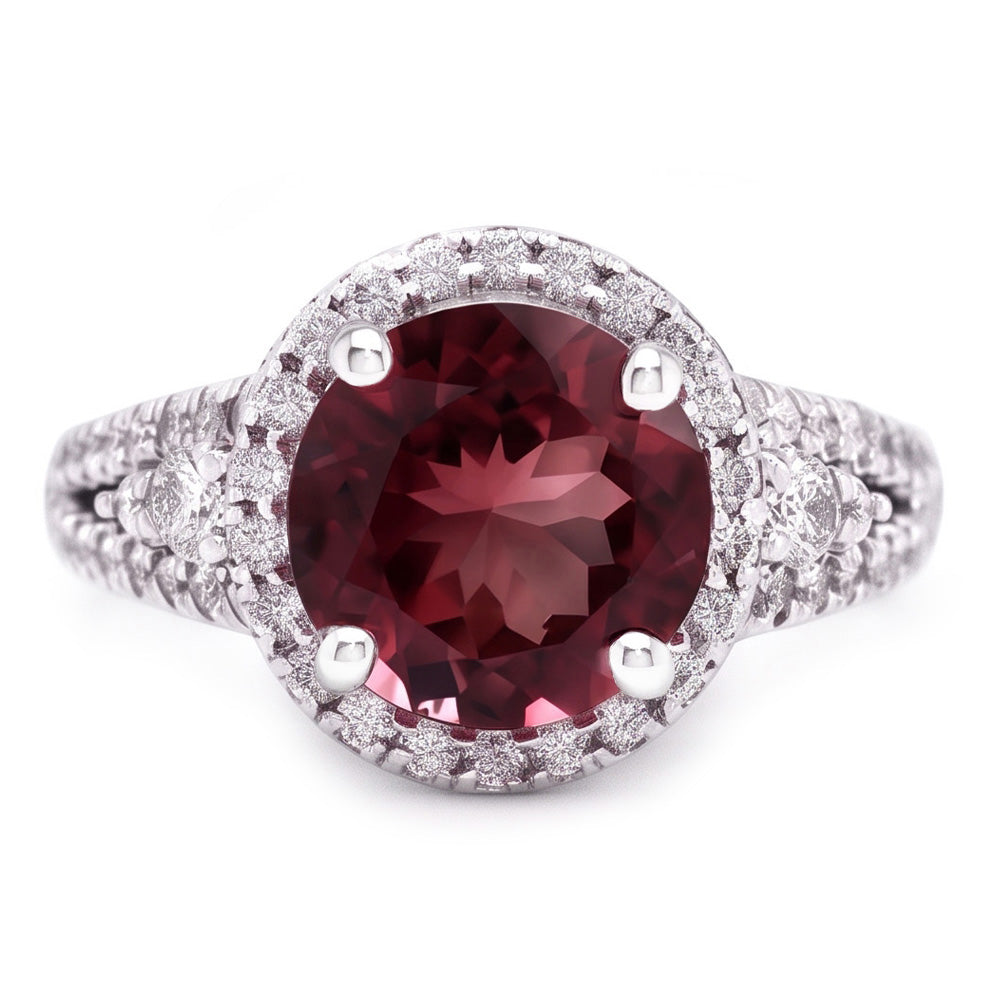 7.25 Ct Tourmaline And Natural Earth Mined Diamonds Halo Wedding Ring Gold White