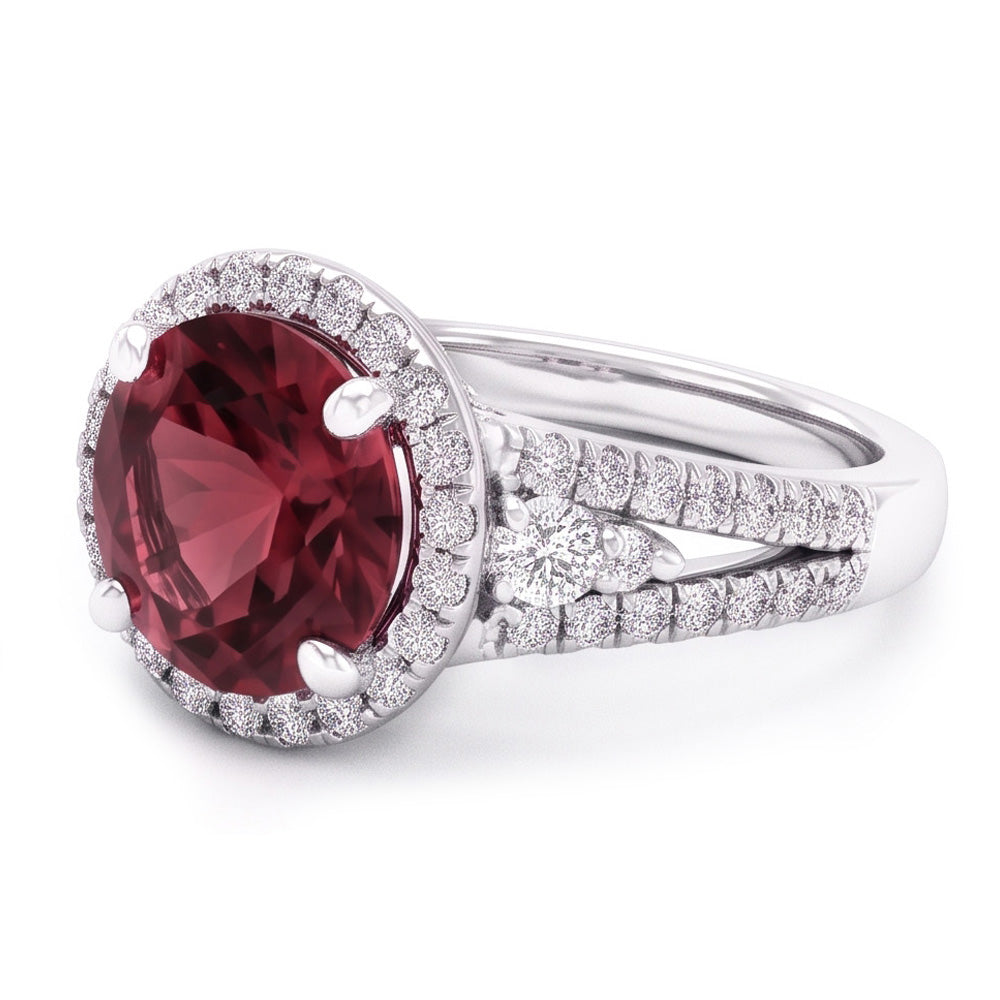 7.25 Ct Tourmaline And Natural Earth Mined Diamonds Halo Wedding Ring Gold White