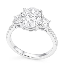 7.30 Carats Oval & Half Moon Real Natural Earth Mined Diamond 3 Stone Engagement Ring