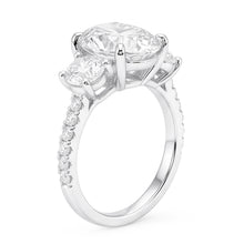7.30 Carats Oval & Half Moon Real Natural Earth Mined Diamond 3 Stone Engagement Ring