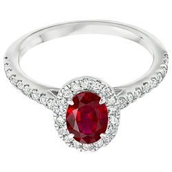 7.35 Carats Oval Ruby With Round Natural Earth Mined DIAMOND ( NOT LAB GROWN )s Ring White Gold 14K