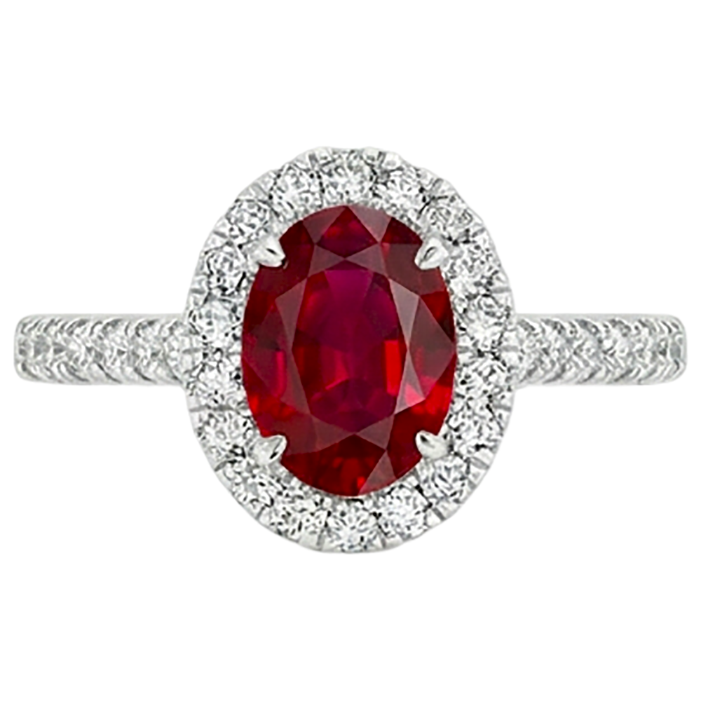 7.35 Carats Oval Ruby With Round Natural Earth Mined DIAMOND ( NOT LAB GROWN )s Ring White Gold 14K