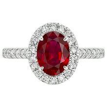 7.35 Carats Oval Ruby With Round Natural Earth Mined DIAMOND ( NOT LAB GROWN )s Ring White Gold 14K