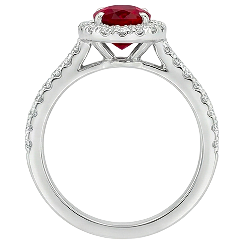 7.35 Carats Oval Ruby With Round Natural Earth Mined DIAMOND ( NOT LAB GROWN )s Ring White Gold 14K