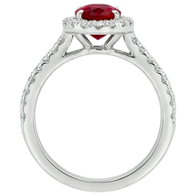 7.35 Carats Oval Ruby With Round Natural Earth Mined DIAMOND ( NOT LAB GROWN )s Ring White Gold 14K