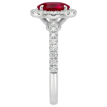 7.35 Carats Oval Ruby With Round Natural Earth Mined DIAMOND ( NOT LAB GROWN )s Ring White Gold 14K