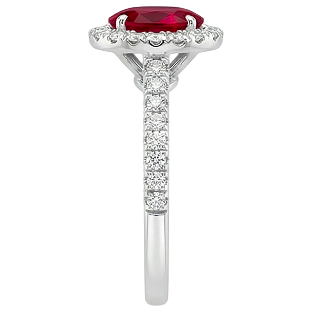 7.35 Carats Oval Ruby With Round Natural Earth Mined DIAMOND ( NOT LAB GROWN )s Ring White Gold 14K