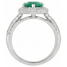 7.35 Ct Green Emerald And Natural Earth Mined Diamonds Wedding Ring Prong Set 14K Gold White