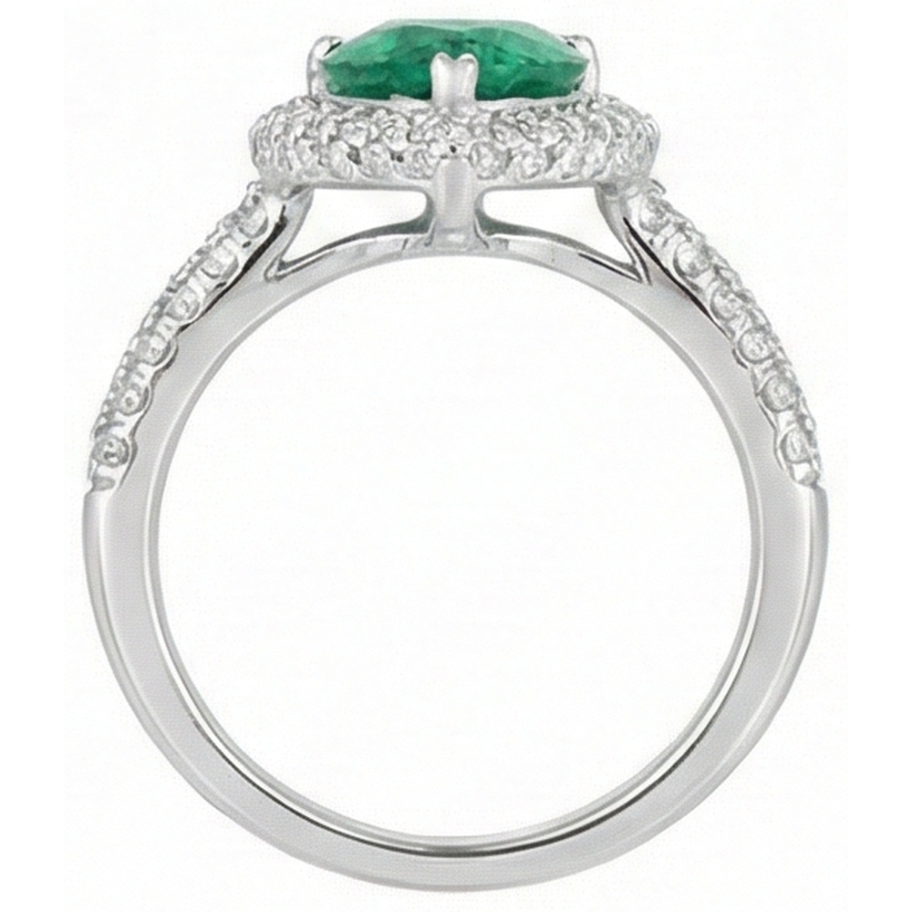 7.35 Ct Green Emerald And Natural Earth Mined Diamonds Wedding Ring Prong Set 14K Gold White