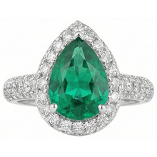 7.35 Ct Green Emerald And Natural Earth Mined Diamonds Wedding Ring Prong Set 14K Gold White