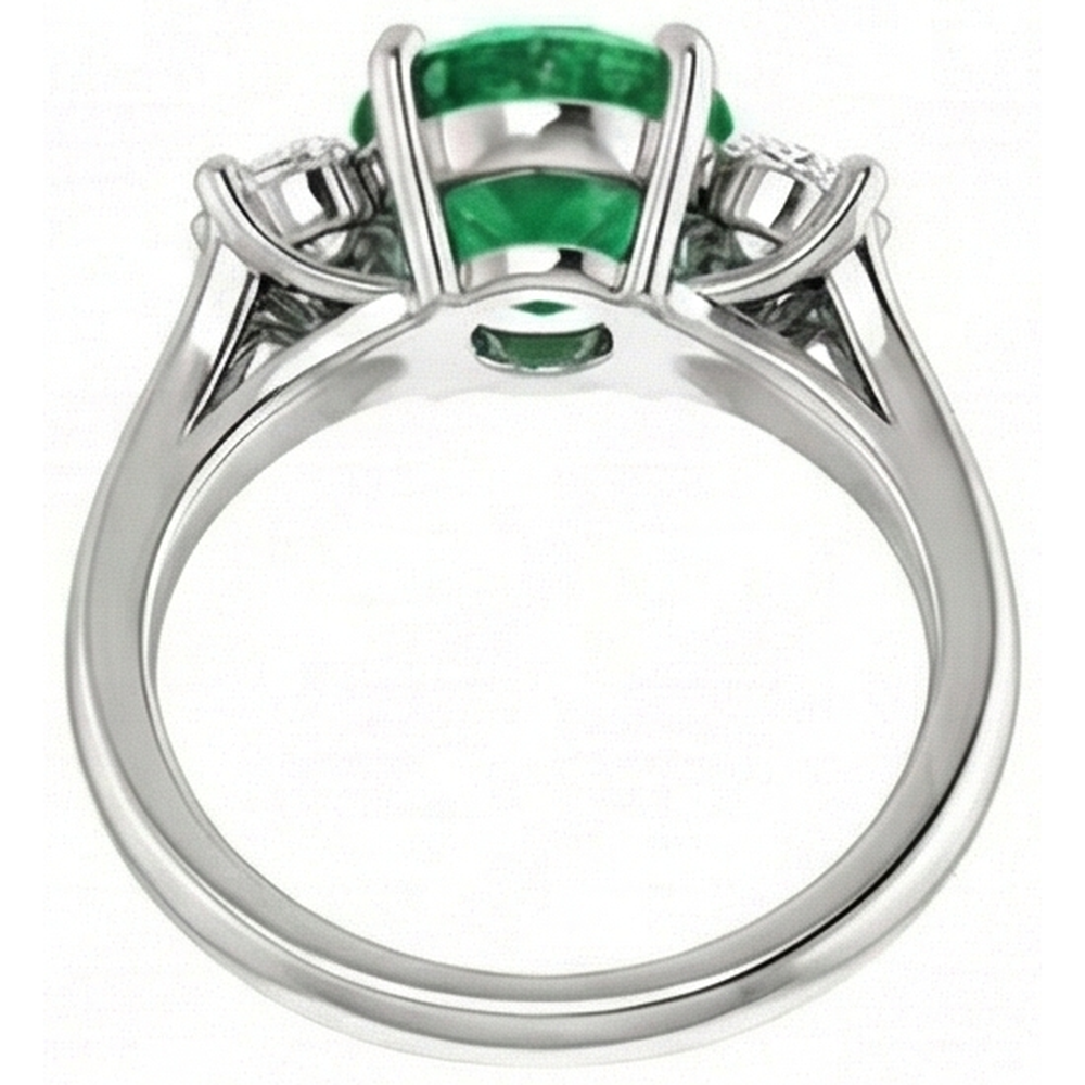 natural round emerald 7.40ct ring top view