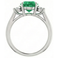natural round emerald 7.40ct ring profile view