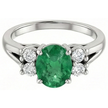 natural round emerald 7.40ct ring side angle