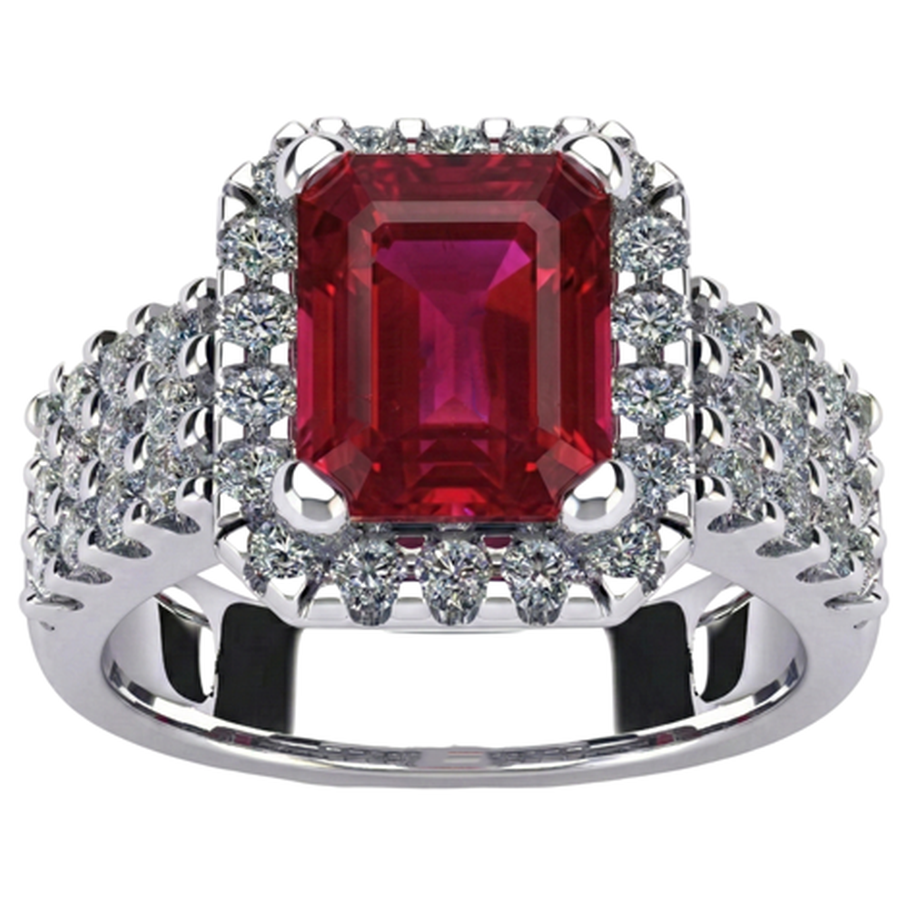 natural round ruby 7.50ct ring front view