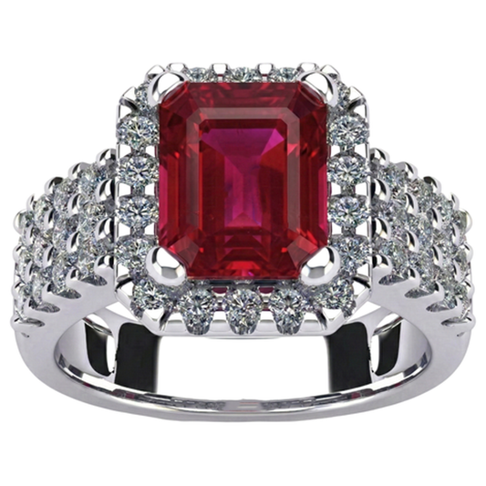 natural round ruby 7.50ct ring front view