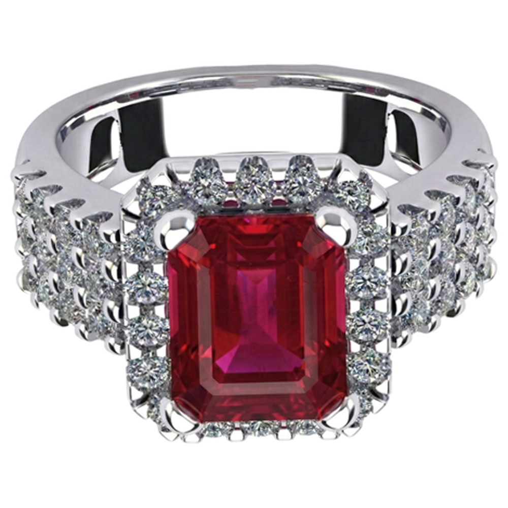 natural round ruby 7.50ct ring side angle