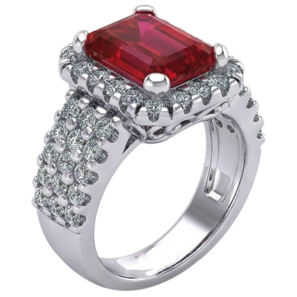 natural round ruby 7.50ct ring close up detail