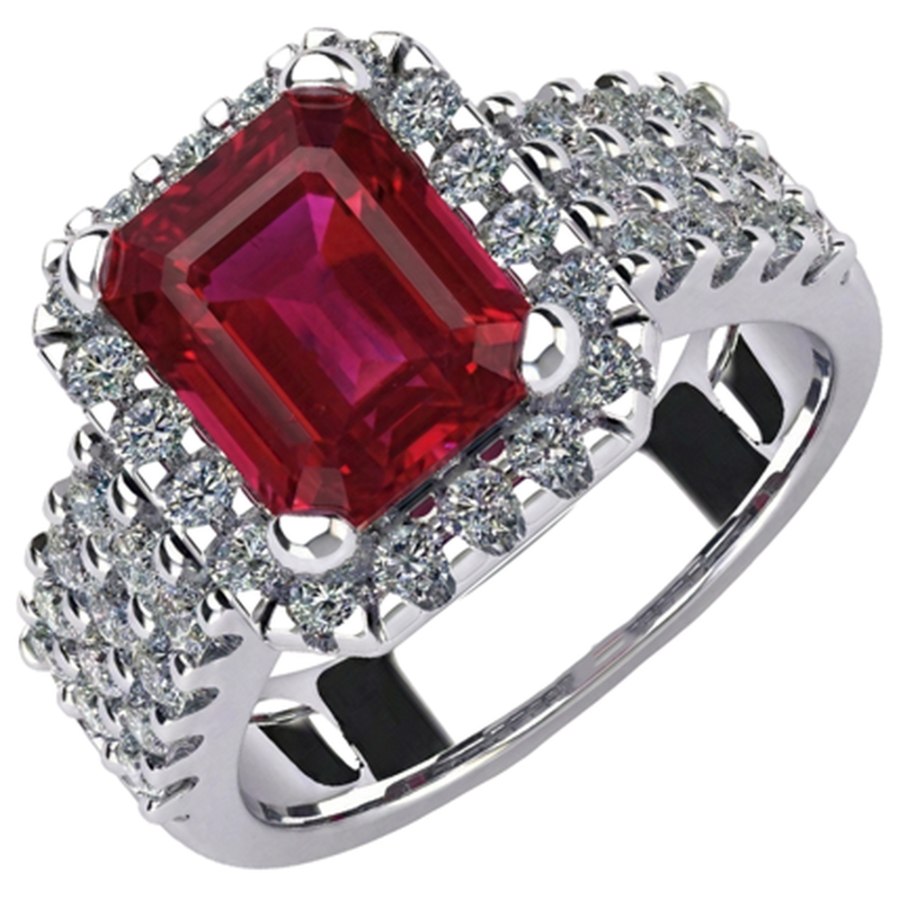 natural round ruby 7.50ct ring top view