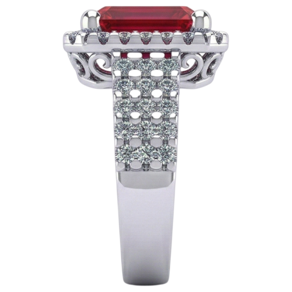 natural round ruby 7.50ct ring profile view