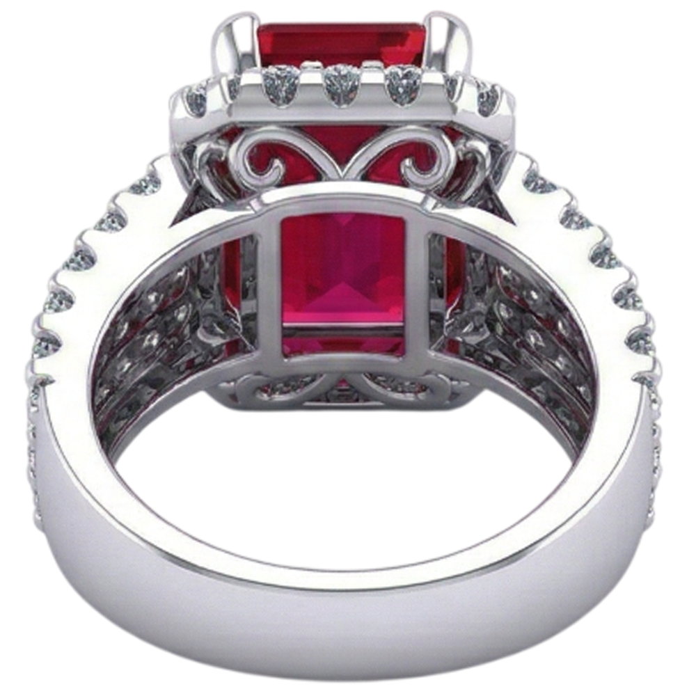 natural round ruby 7.50ct ring on white background