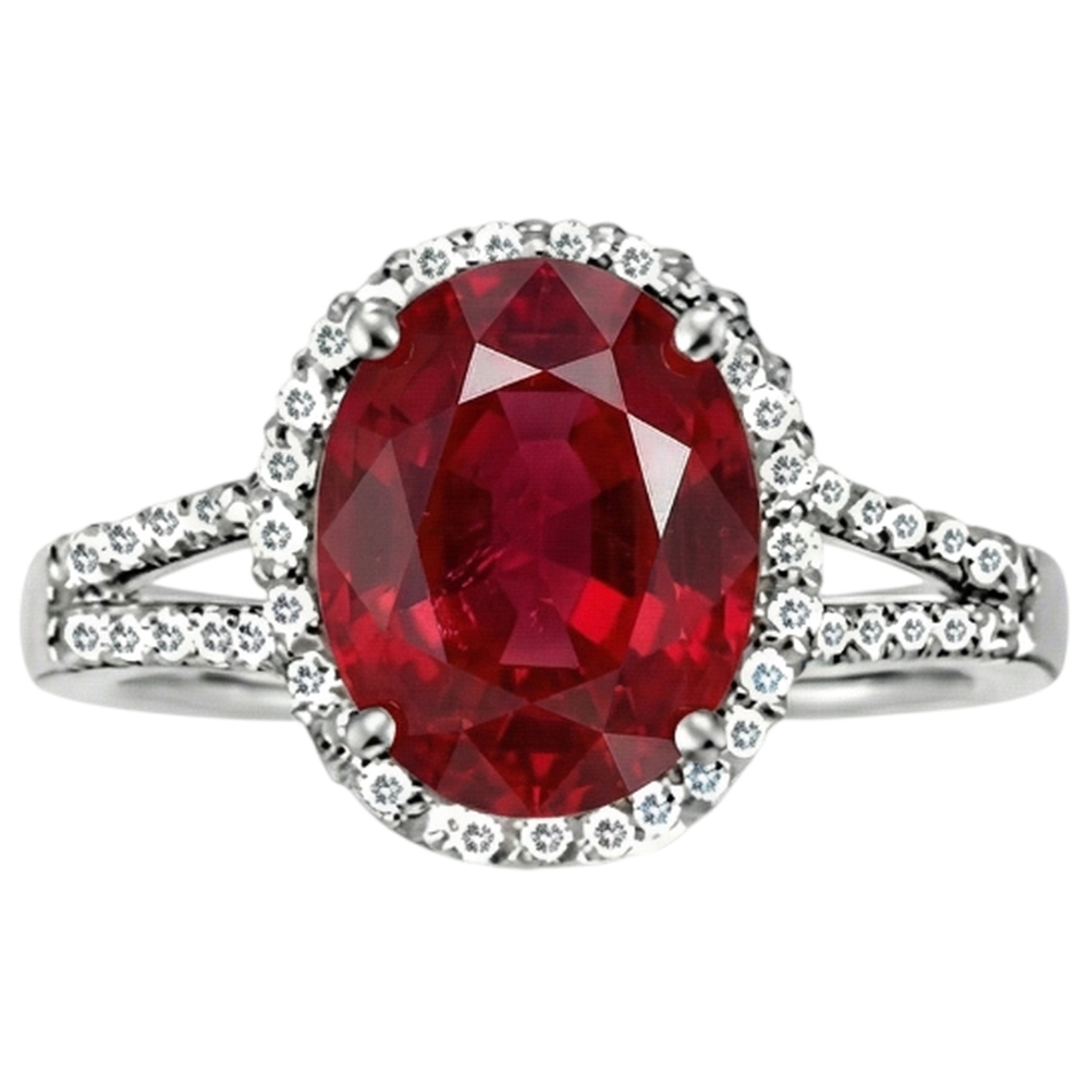 natural round ruby 7.50ct ring front view
