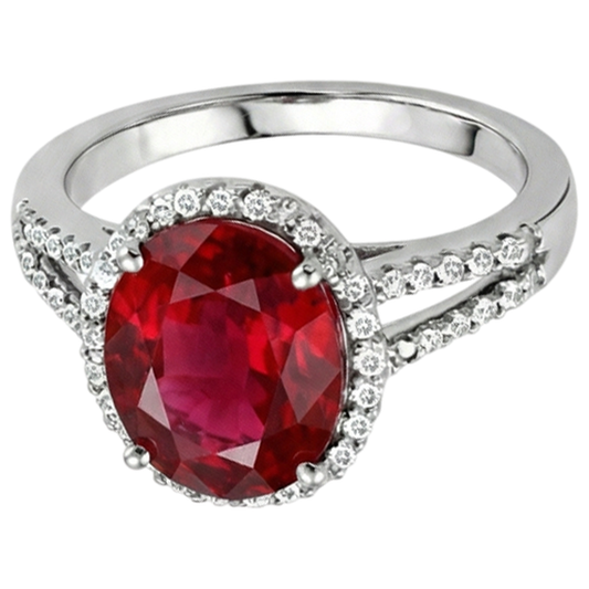 natural round ruby 7.50ct ring side angle