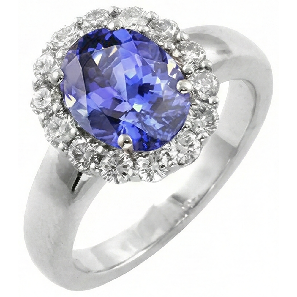 natural round tanzanite 7.50ct ring side angle
