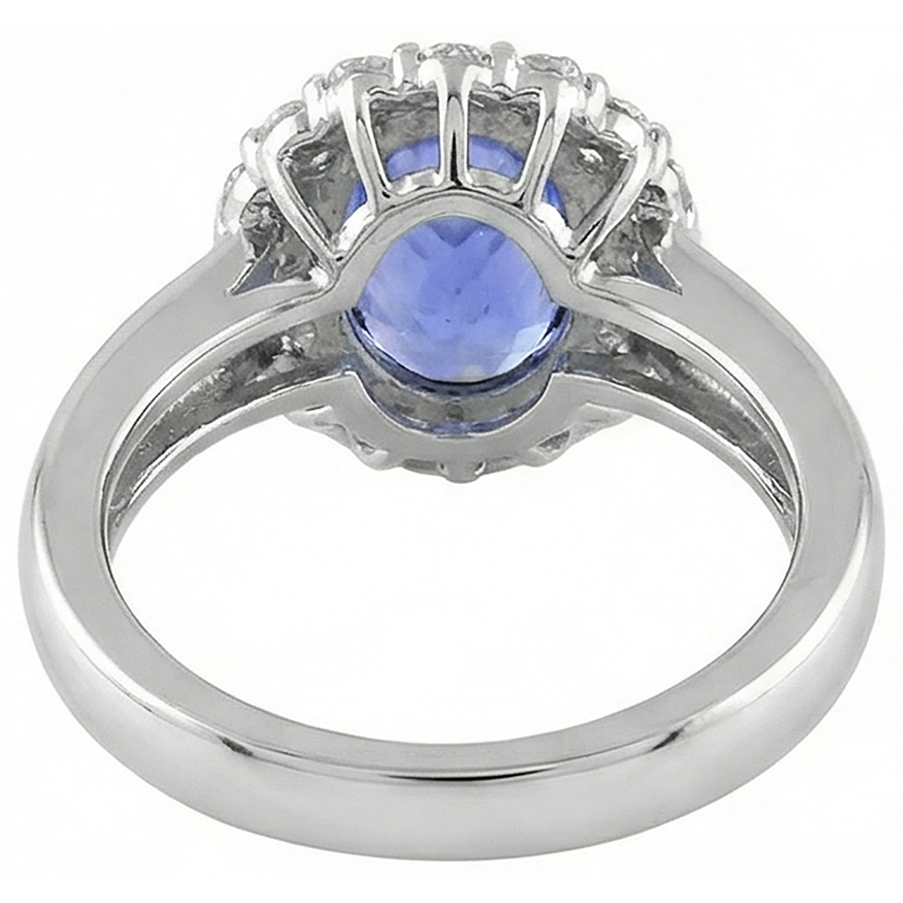 natural round tanzanite 7.50ct ring with diamond accents