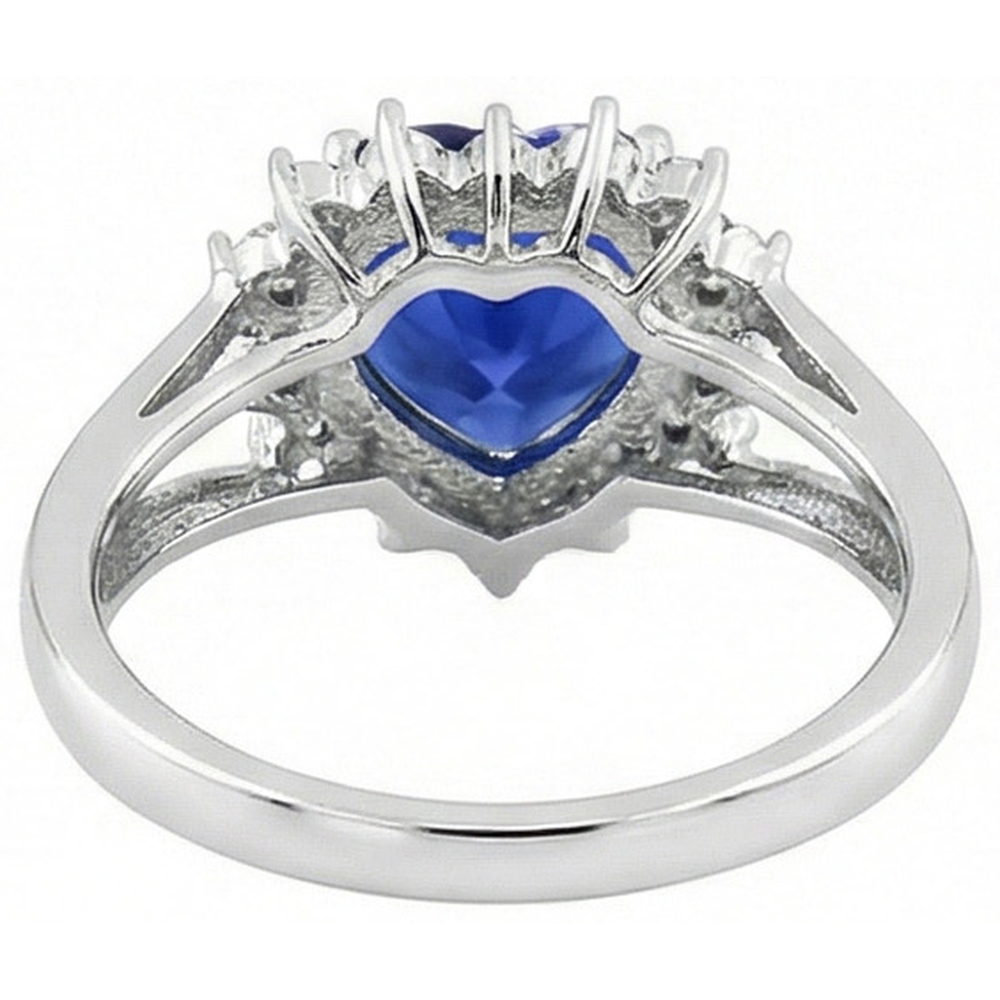 7.61 Ct Heart Sri Lanka Blue Sapphire And Natural Earth Mined DIAMOND ( NOT LAB GROWN )s Ring