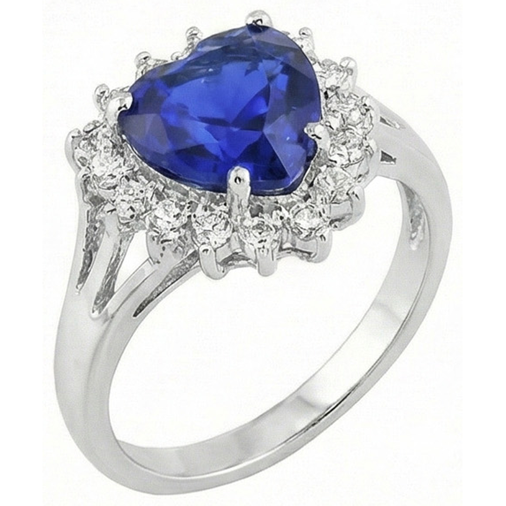 7.61 Ct Heart Sri Lanka Blue Sapphire And Natural Earth Mined DIAMOND ( NOT LAB GROWN )s Ring