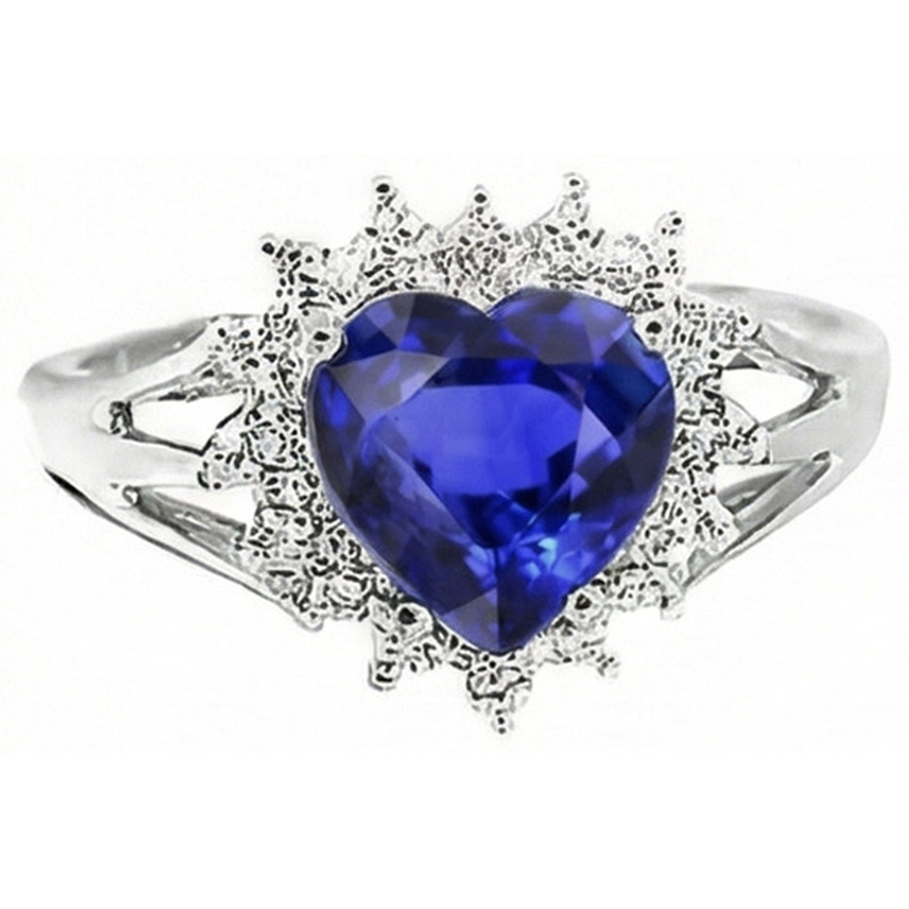 7.61 Ct Heart Sri Lanka Blue Sapphire And Natural Earth Mined DIAMOND ( NOT LAB GROWN )s Ring