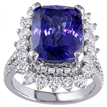 natural round tanzanite 7.75ct ring side angle