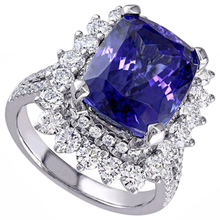 natural round tanzanite 7.75ct ring top view