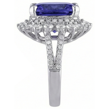 natural round tanzanite 7.75ct ring profile view