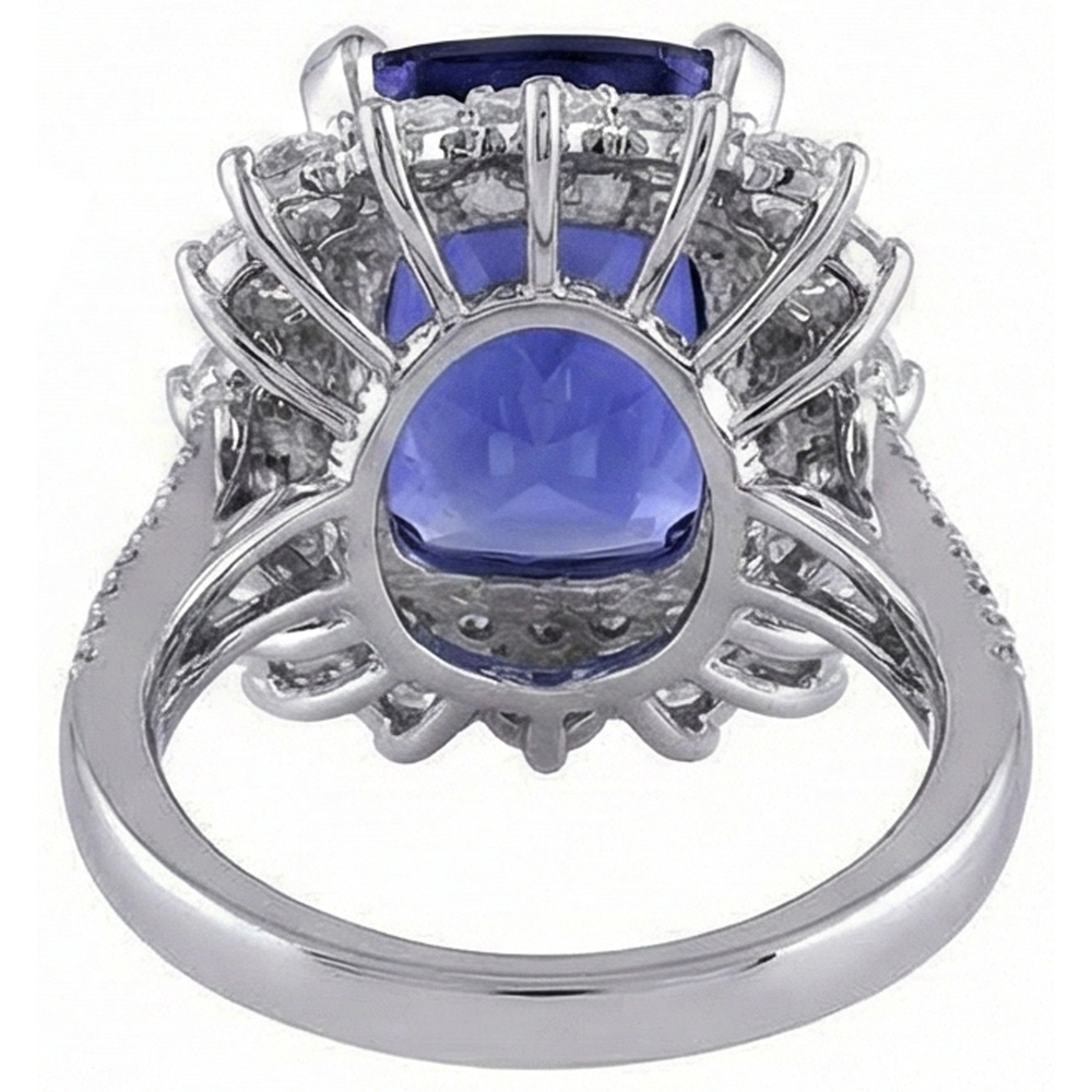 natural round tanzanite 7.75ct ring with diamond accents