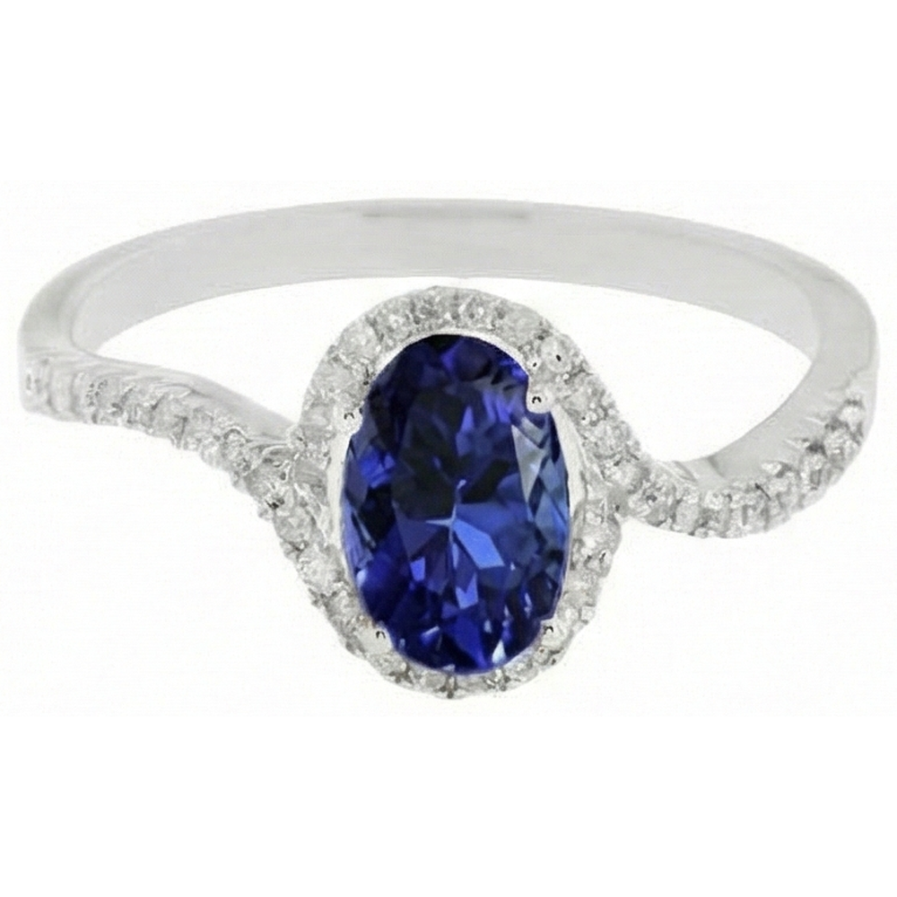 7.75 Carats Blue Tanzanite Wedding Ring White Gold 14K
