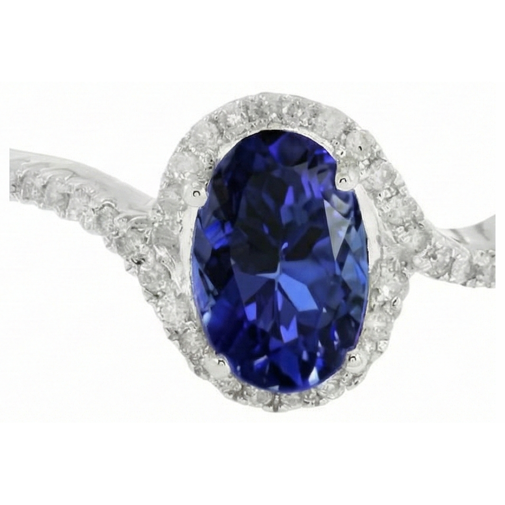 7.75 Carats Blue Tanzanite Wedding Ring White Gold 14K
