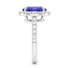 7.75 Ct Gold Jewellery Oval Tanzanite With Halo Natural Earth Mined DIAMOND ( NOT LAB GROWN ) Ring