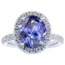 7.75 Ct Gold Jewellery Oval Tanzanite With Halo Natural Earth Mined Diamond Ring