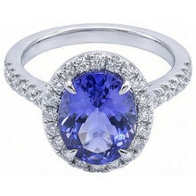 7.75 Ct Gold Jewellery Oval Tanzanite With Halo Natural Earth Mined Diamond Ring