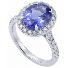 7.75 Ct Gold Jewellery Oval Tanzanite With Halo Natural Earth Mined Diamond Ring