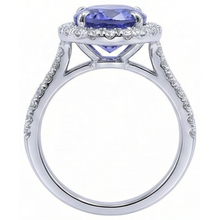 7.75 Ct Gold Jewellery Oval Tanzanite With Halo Natural Earth Mined Diamond Ring